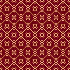 Seamless vector ornament. Modern stylish geometric linear pattern with golden color