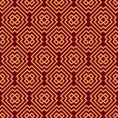 Seamless vector ornament. Modern stylish geometric linear pattern with golden color