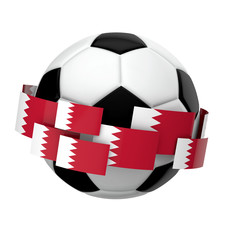 Soccer football with Bahrain flag against a plain white background. 3D Rendering