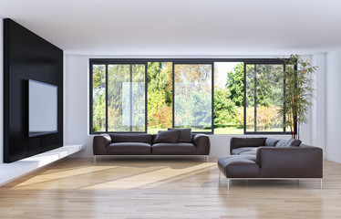 Obraz na płótnie Canvas Modern bright interiors apartment 3D rendering illustration