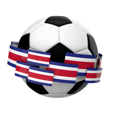 Naklejka premium Soccer football with Costa Rica flag against a plain white background. 3D Rendering