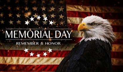 American flag with the text Memorial day.