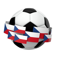 Soccer football with Czech Republic flag against a plain white background. 3D Rendering