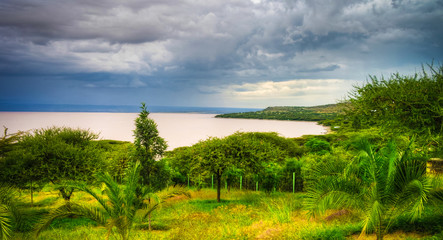 Landscape of Langano lake coastline, Oromia, Ethiopia