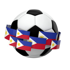 Soccer football with Philippines flag against a plain white background. 3D Rendering