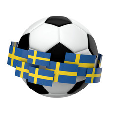 Obraz premium Soccer football with Sweden flag against a plain white background. 3D Rendering