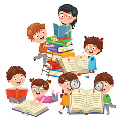 Vector Illustration Of Reading Book