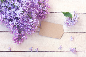 lilac branch with empty paper tag