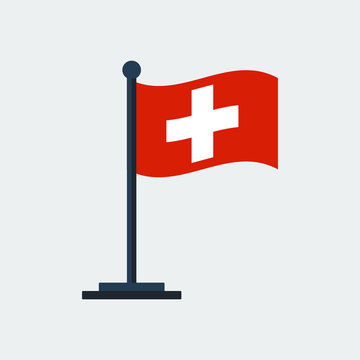 Flag Of Switzerland.Flag Stand. Vector Illustration