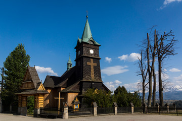 Fototapeta na wymiar Wooden church in Zab near Zakopane, Malopolska, Poland
