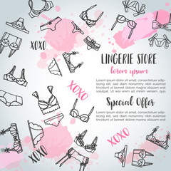 Lingerie horizontal banners Fashion bra and pantie. Web header template Vector illustration Lingeries