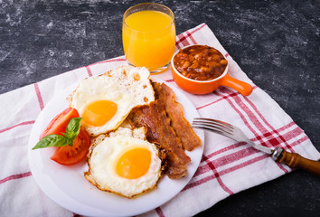 English breakfast - bacon, eggs