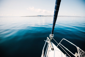 Portrait of sailing boat on open sea