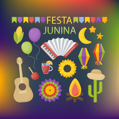 Festa Junina vector flat icon set