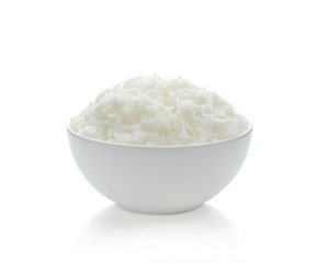 rice in bowl isolated on white background