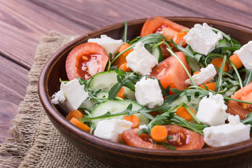 Vegetable salad with cheese feta