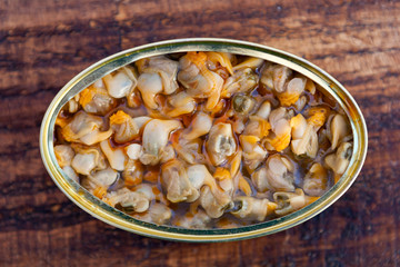 Cans of canned cockles