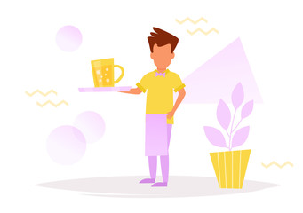 Waiter Vector. Cartoon.
