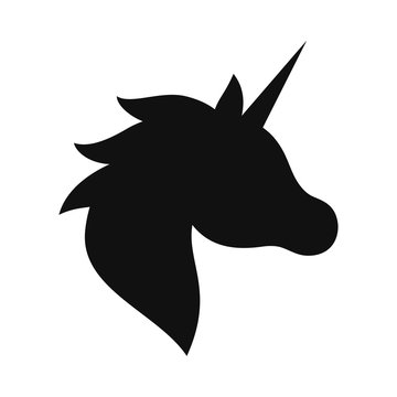 Fototapeta Unicorn black silhouette. Vector illustration drawing, isolated.