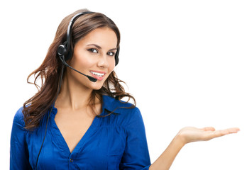 Support phone operator showing, on white