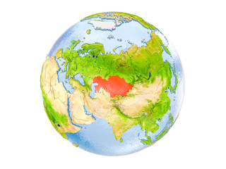 Kazakhstan on globe isolated