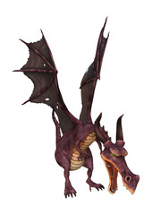 3D Rendering Fantasy Dragon on White