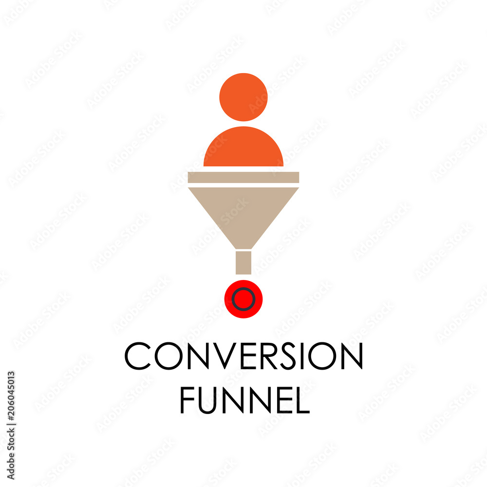 Poster colored conversation funnel illustration. element of marketing and business flat for mobile concept 