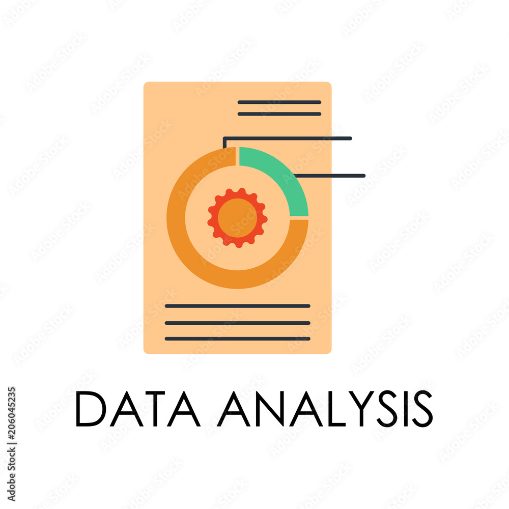 Poster colored data analysis illustration. element of marketing and business flat for mobile concept and we