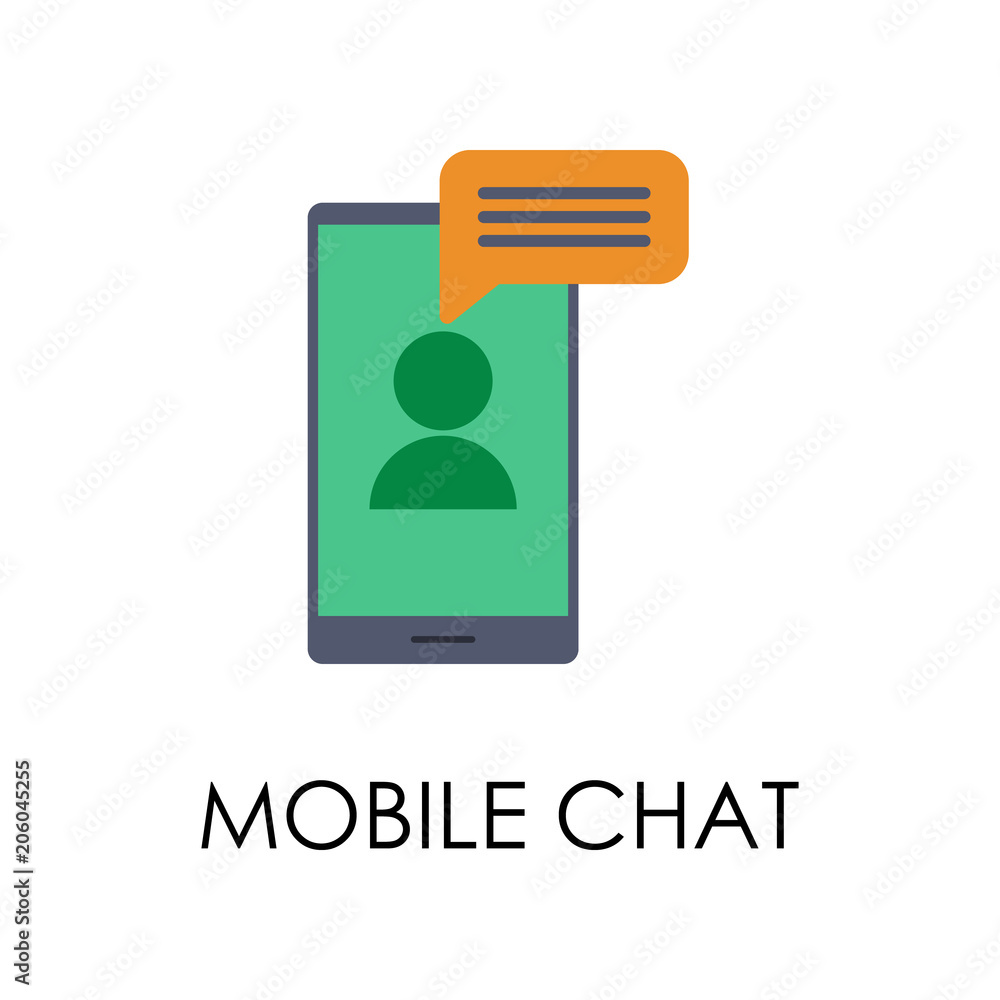 Poster colored mobile chat illustration. element of marketing and business flat for mobile concept and web 