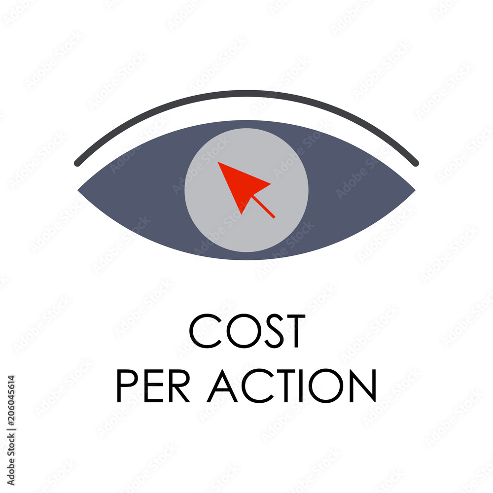 Poster colored cost per action illustration. element of marketing and business flat for mobile concept and 