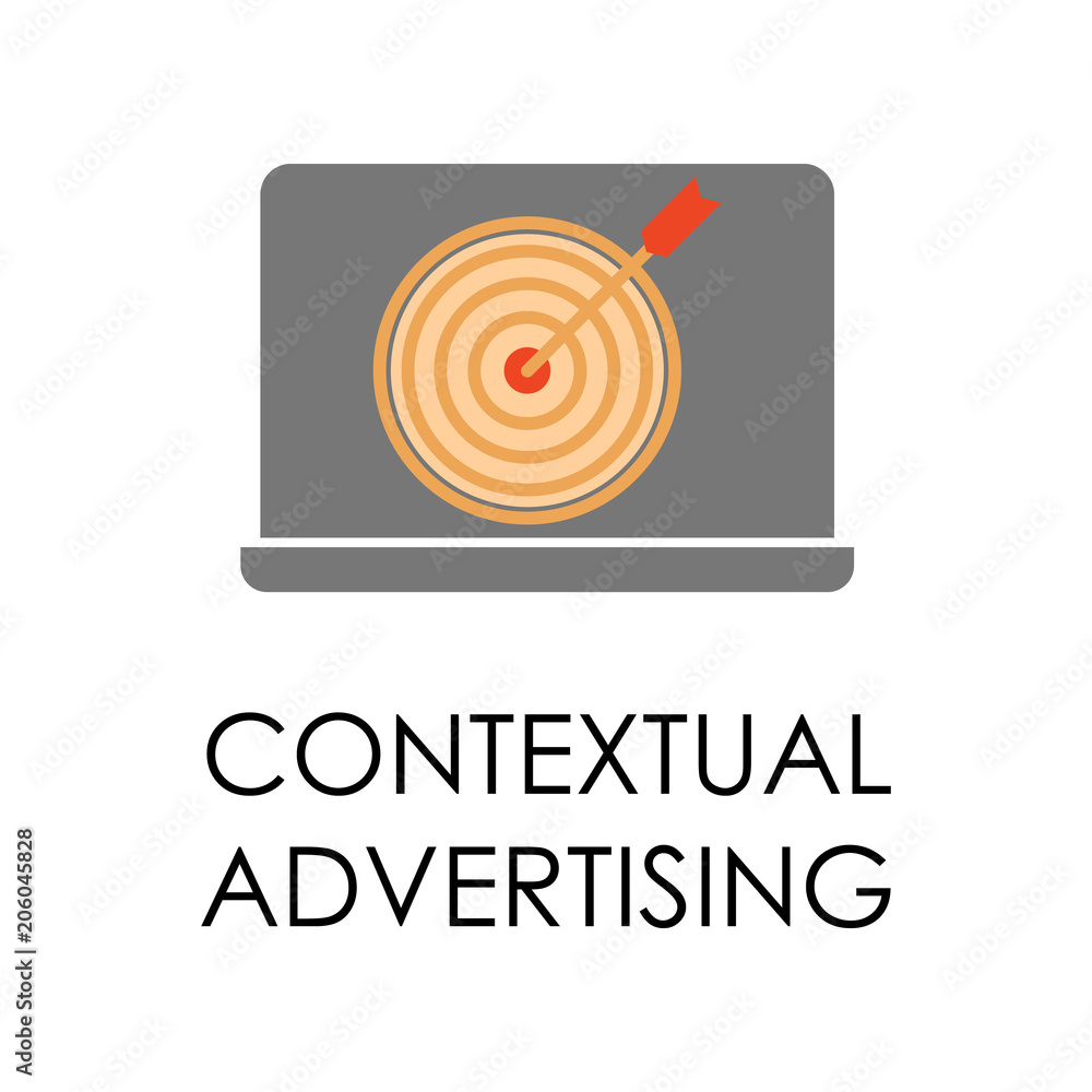 Poster colored contextual advertising illustration. element of marketing and business flat for mobile conce