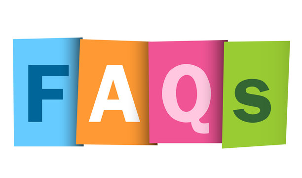 "FAQs" vector multicoloured letters icon 