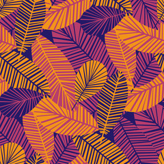 Vibrant cool leaves seamless pattern
