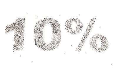 many people in form text ten percent 3d rendering