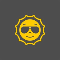 Sun in sunglasses vector sign. Sun flat vector icon