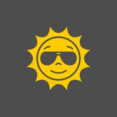 Sun in sunglasses vector sign. Sun flat vector icon
