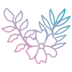 flower and leafs decorative icon vector illustration design