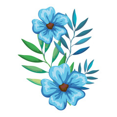 flower and leafs decorative icon vector illustration design