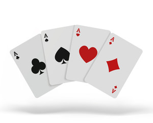 The combination of playing cards poker casino. Isolated playing cards up on table isolated on white background. Vector
