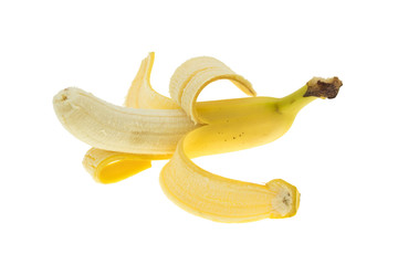 banana single opened isolated on white background shadowless