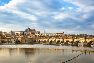 Obraz premium Prague with Charles Bridge and the Hradcany castle