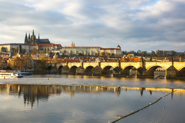 Prague with Charles Bridge and the Hradcany castle