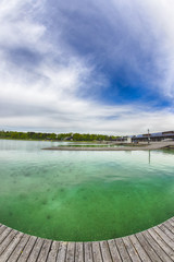 A wooden pier on a Lake regatta