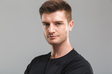 Close up portrait of a focused young man