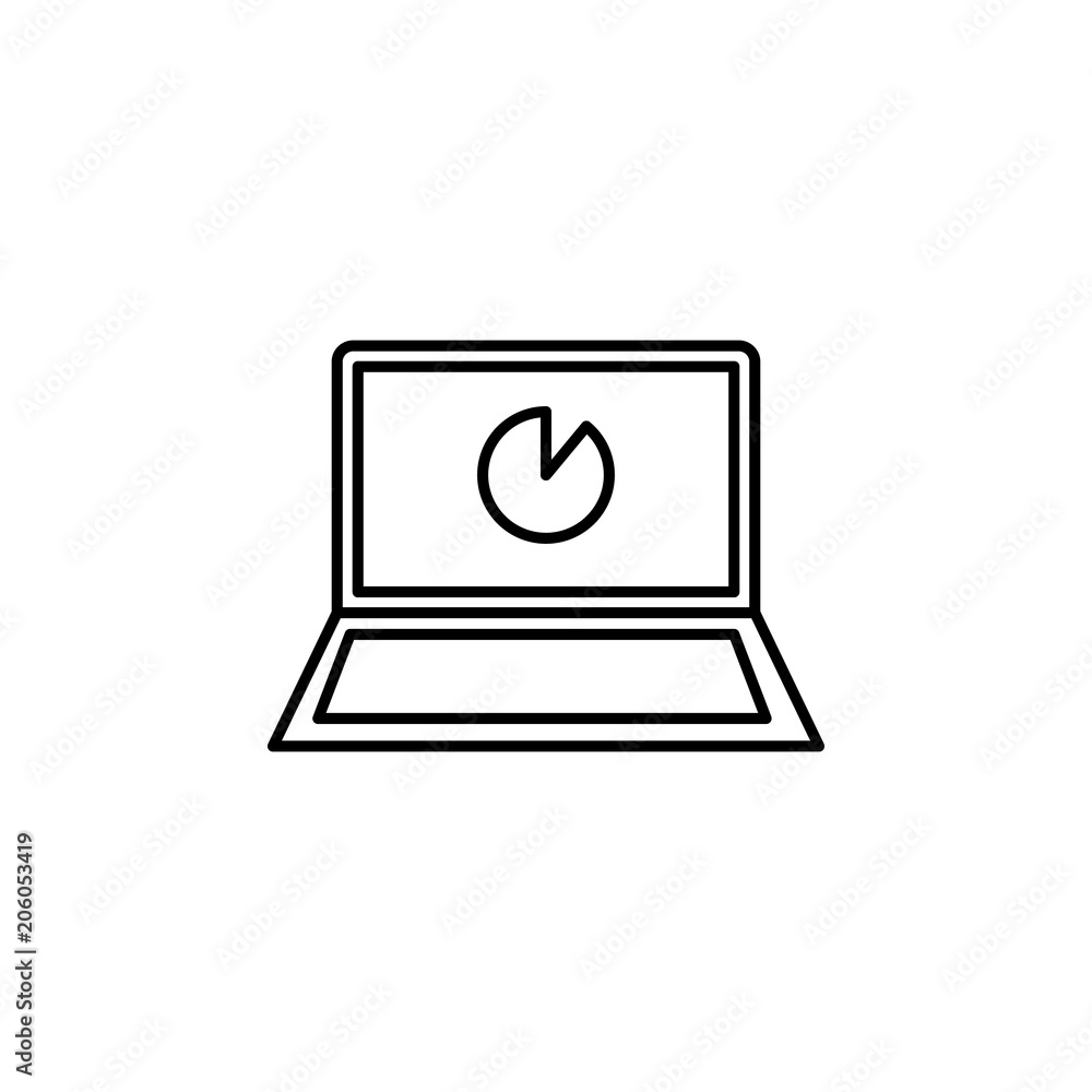 Aufkleber pie chart on laptop icon. element of mobile banking for smart concept and web apps. thin line pie ch