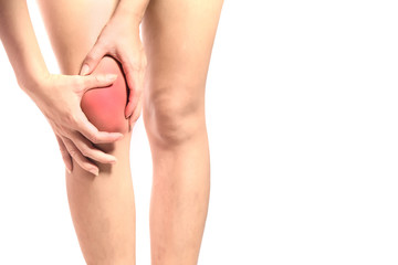 knee sprain or OA knee on white background