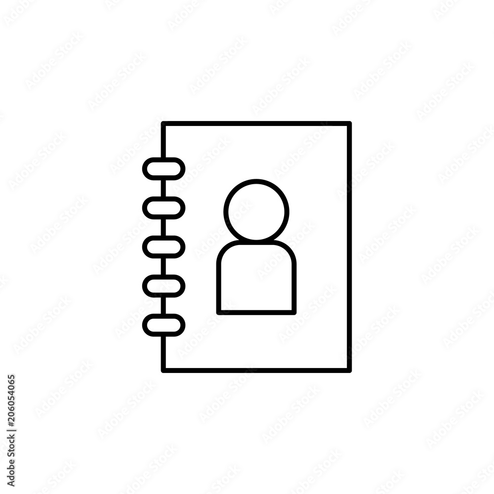 Aufkleber the address book icon. element of mobile banking for smart concept and web apps. thin line the addre