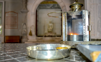 Beautiful Design of Luxury Metallic Lighting Lamp inside Jain temple.