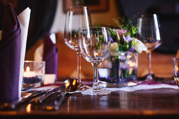  Fine table setting in gourmet restaurant