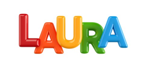 isolated colorfull 3d Kid Name balloon font Laura